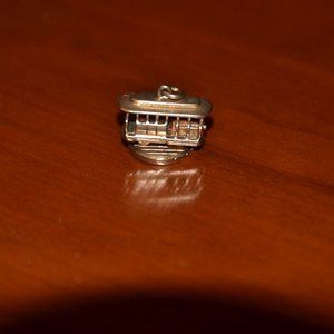 RARE VINTAGE ESTATE HVY MECHANICAL ROTATING TROLLEY CABLE CAR 14K CHARM PENDANT